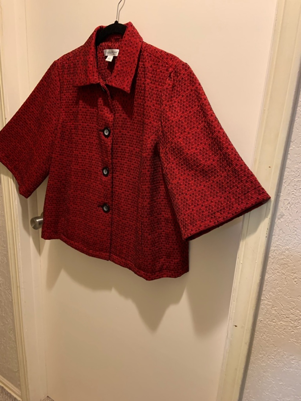Original Coldwater Creek Red Tweed Short Blazer Jacket